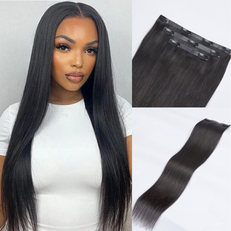 1pc Super Natural Straight Clip in Human Hair Extensions | Not Sold in Sets-02