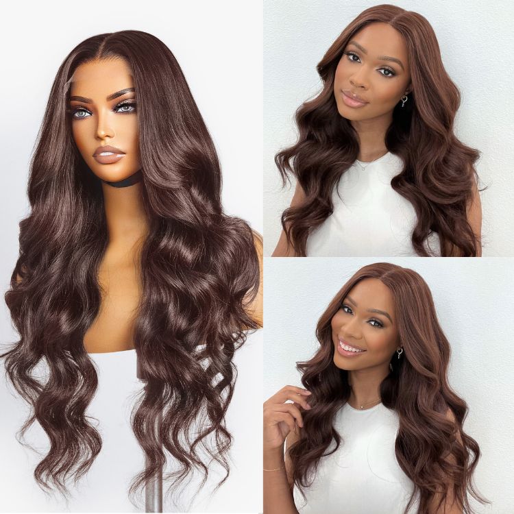 Charming Brown Layered Cut Loose Wave 5x5 Closure Lace Glueless Wig 100% Human Hair - US Only-06