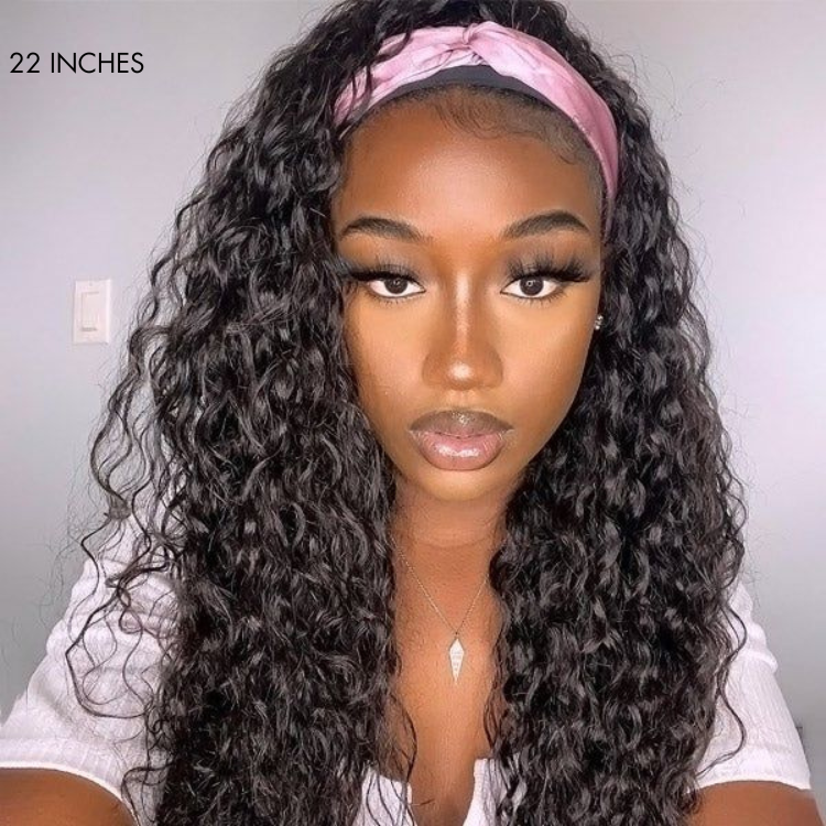 Natural Black Loose Deep Wave Glueless Headband Wig 100% Human Hair (Get Free Trendy Headbands) - US Only-08