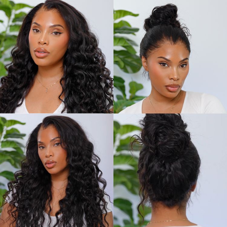 Luvme Hair Water Wave 360 lace wig with drawstring cap, pre-bleached, pre-plucked, and 100% human hair, long and natural-looking
