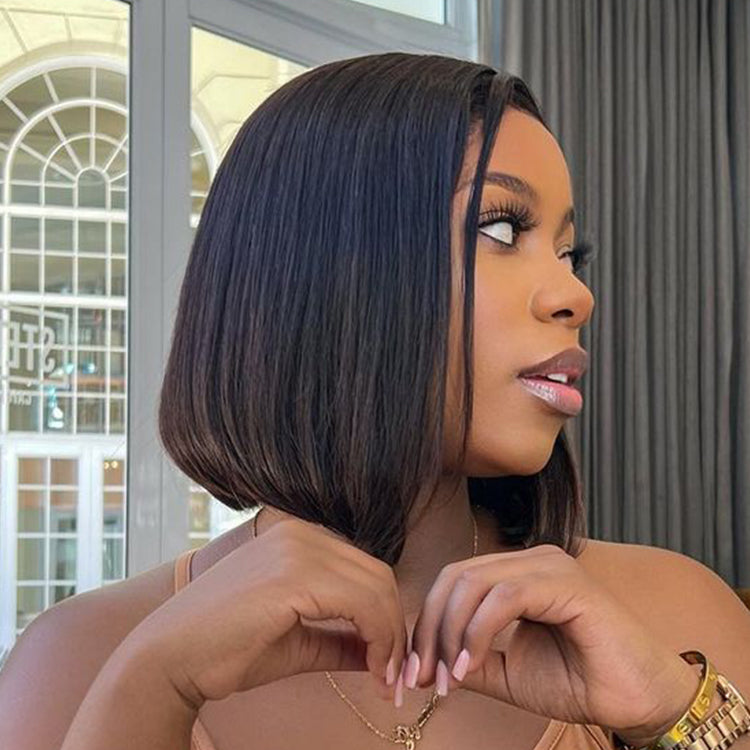 Glueless 13x4 Frontal Lace Ear to Ear Silky Straight C Part Bob Wig Pre-bleached - US Only-03