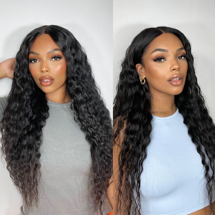 Boho-Chic | Flowy Bohemian 5x5 Closure Lace Glueless Mid Part Long Curly Wig 100% Human Hair - US Only-09