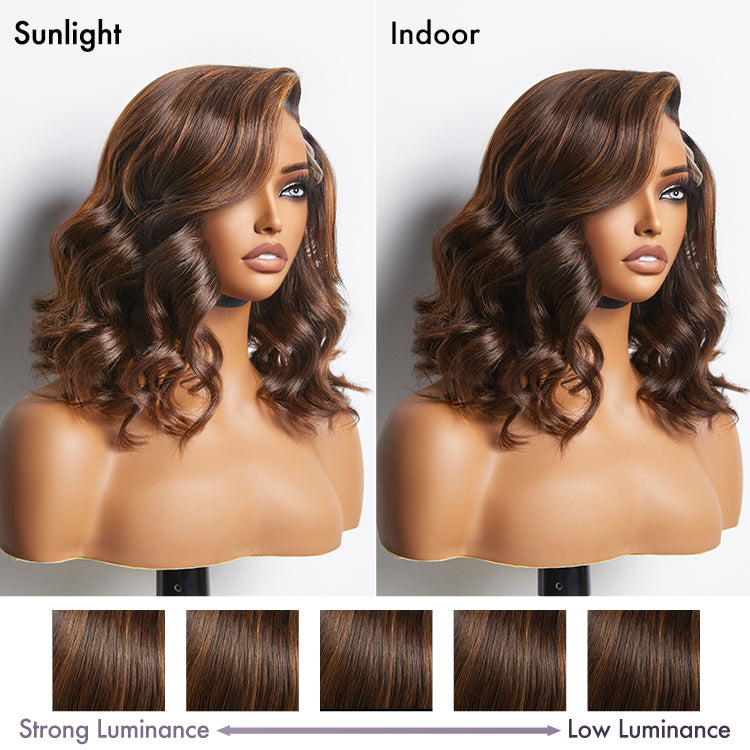 Ombre Brown Loose Wave Minimalist HD Lace Glueless C Part Short Wig 100% Human Hair  - US ONLY-04