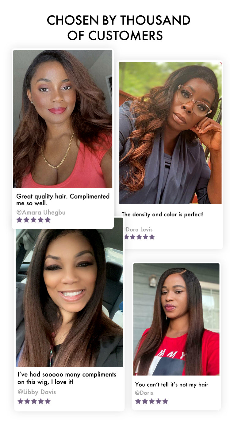 4C Edges | Kinky Edges Black to Brown Ombre Kinky Straight 5x5 Closure Lace Glueless Side Part Long Wig- US ONLY-05