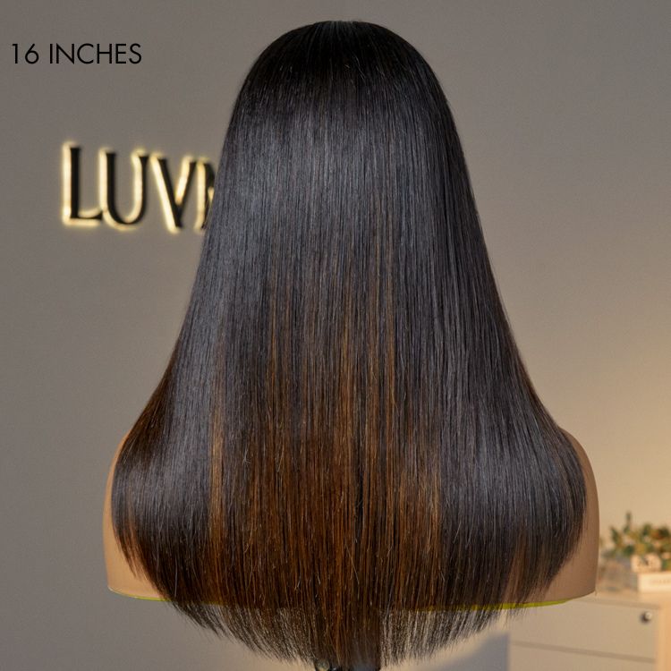 Luxurious Combo Color Highlights Silky Layered Cut Glueless 5x5 Closure HD Lace Wig-06