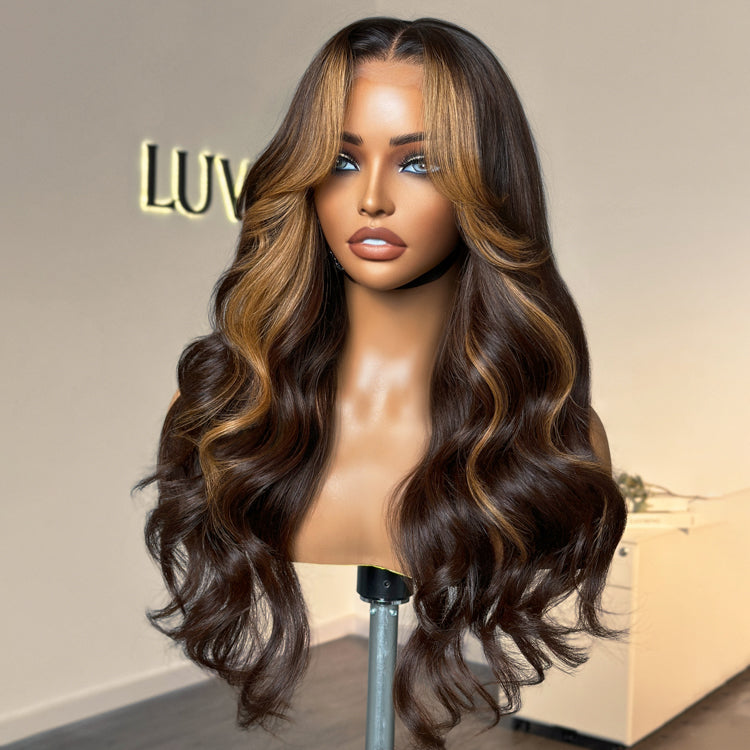Special Deal | Breathable Cap Blonde Highlight Loose Wave Glueless 5x5 Closure HD Lace Wig with Curtain Bangs  - US ONLY-03