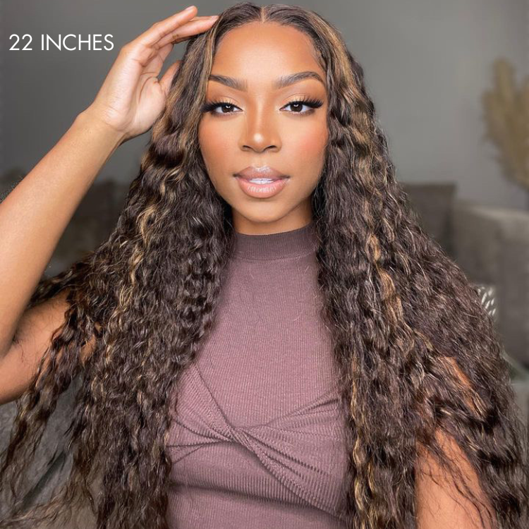 Boho-Chic | Flowy Bohemian 5x5 Closure Lace Glueless Mid Part Long Curly Wig 100% Human Hair - US Only-12