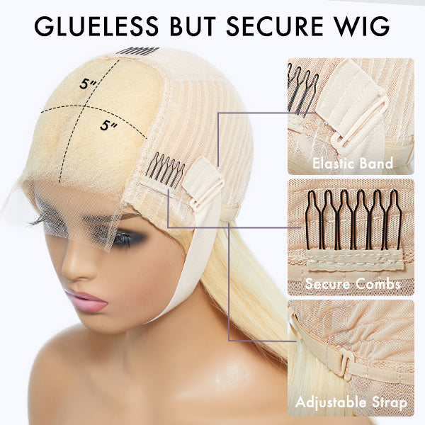 Weekly Special | Blonde 613 Silky Straight Glueless 5x5 Closure HD Lace Wig Pre-Cut Lace-09
