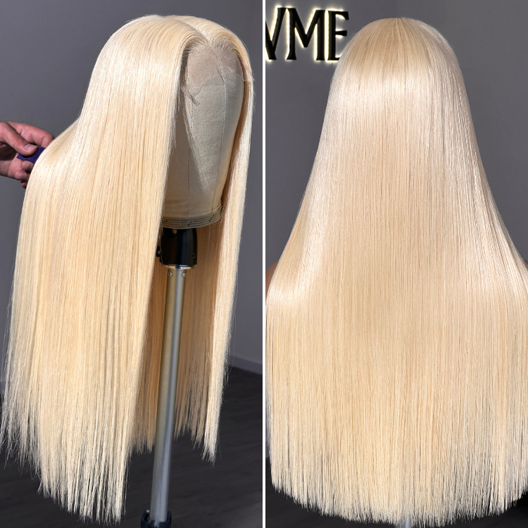 PreMax Wigs - 180% Density Easily Redyed 613 Silky Straight 5x5 Closure HD Lace Glueless Mid Part Long Wig Pre-cut & Plucked & Bleached-10