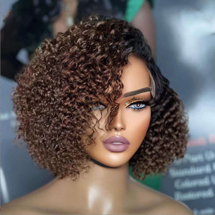 Weekly Special | Trendy Short Cut Curly Minimalist HD Lace Glueless Side Part Wig 100% Human Hair-08