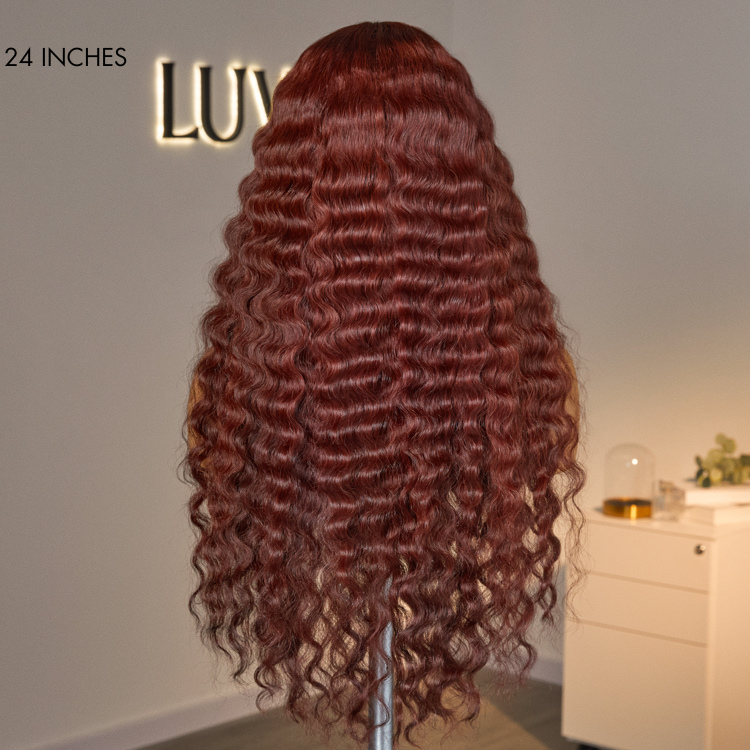 Retro Trends Dark Reddish Brown Ocean Wave Glueless 5x5 Closure Lace Long Wig  - US Only-06