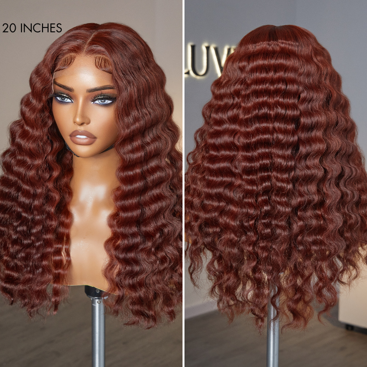 Retro Trends Dark Reddish Brown Ocean Wave Glueless 5x5 Closure Lace Long Wig  - US Only-08