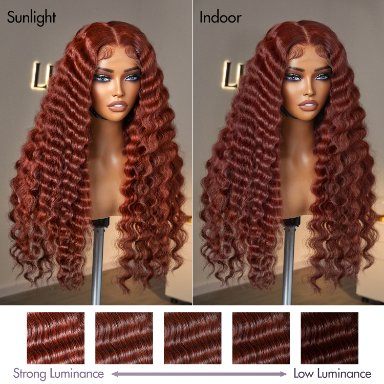 Retro Trends Dark Reddish Brown Ocean Wave Glueless 5x5 Closure Lace Long Wig  - US Only-09