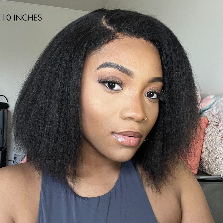 Natural Kinky Straight Glueless 5x5 / 13x4 HD Lace Long Wig 100% Human Hair - US Only-11