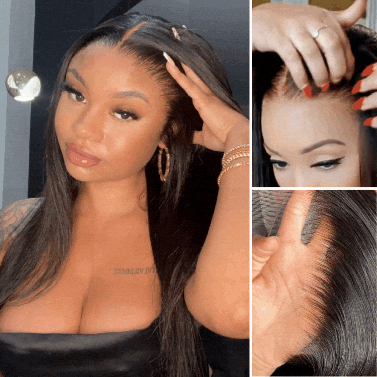 Luvme Hair PreMax silky straight glueless lace wig with natural hairline, 13x4 frontal human hair wig, pre-cut lace, no glue needed.