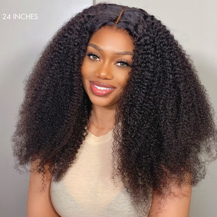 Luvme Afro curly 13x4 frontal lace wig with real HD lace, glueless, free parting, showcasing the textured wig cap and lace front.