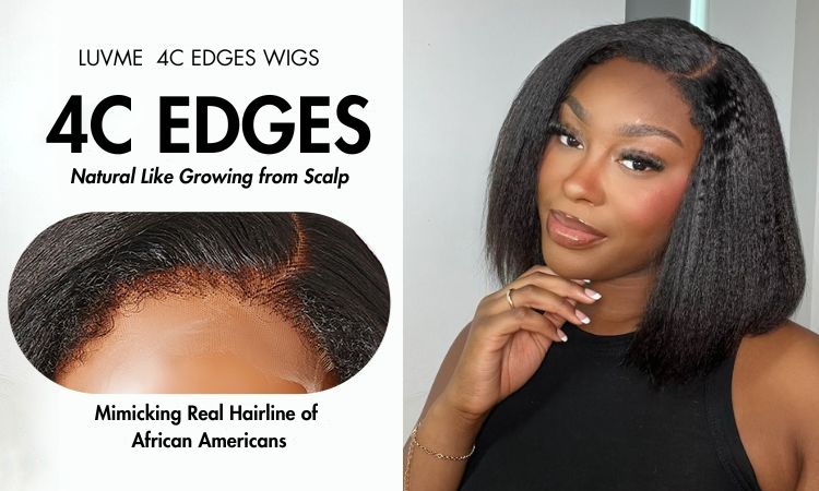 4C Edges | Ready-to-Wear Kinky Straight Bob Minimalist Lace Glueless Deep C Part Short Wig-01