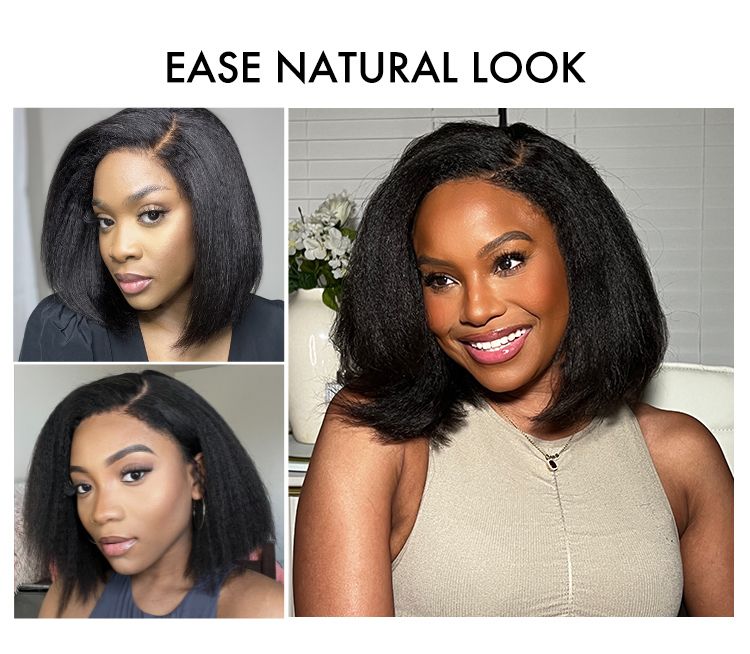4C Edges | Ready-to-Wear Kinky Straight Bob Minimalist Lace Glueless Deep C Part Short Wig-03