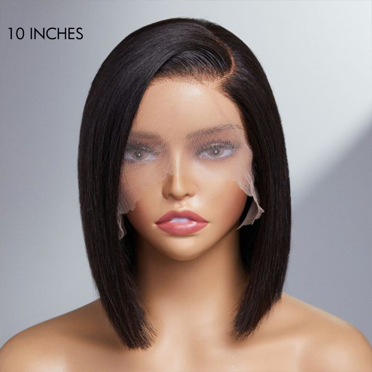 Exclusive Deal | Super Natural C Part Natural Black / Blonde Highlight Glueless Lace Bob Wig 100% Human Hair | Fits All Face Shapes-06