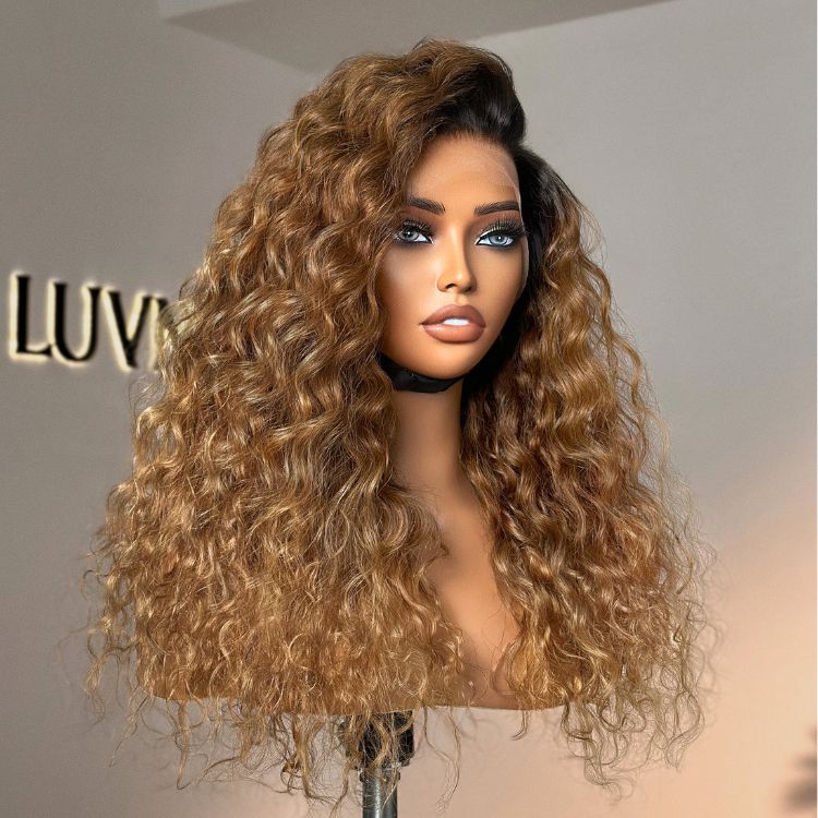 Luvme Hair sun-kissed ombre blonde water wave 13x4 frontal lace wig with free part, glueless, natural hairline, US delivery