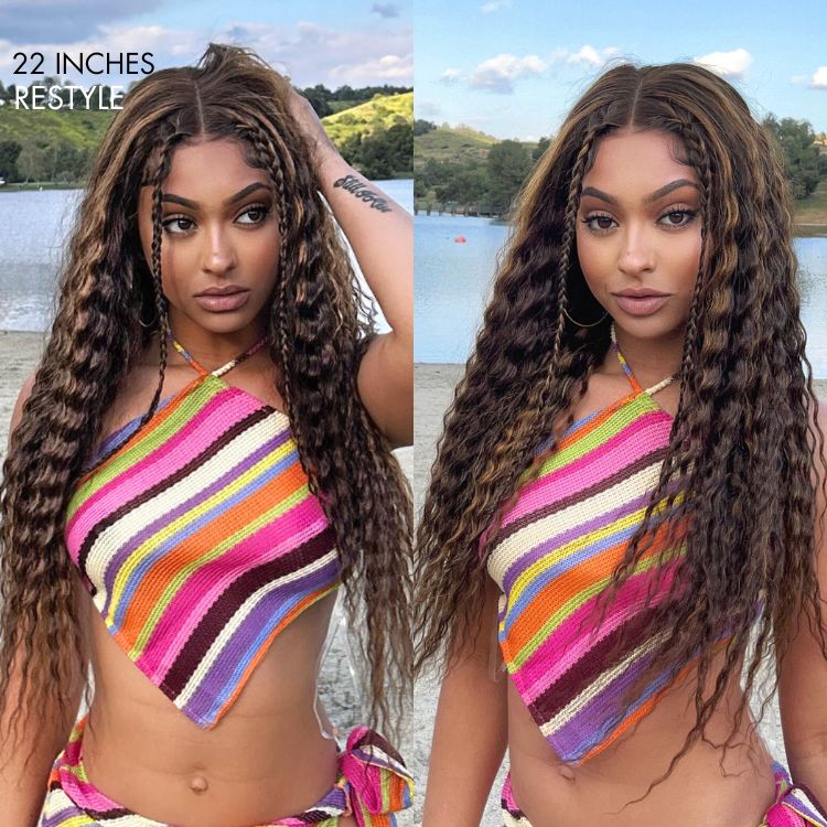 Boho-Chic | Flowy Bohemian 5x5 Closure Lace Glueless Mid Part Long Curly Wig 100% Human Hair - US Only-05