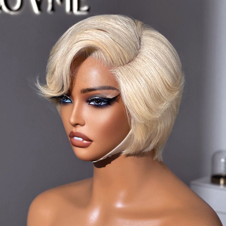 613 Blonde Pixie Cut Wig Glueless Minimalist HD Lace C Part Short Wig 100% Human Hair Pre-Cut Lace - LUVME GLUELESS™-05