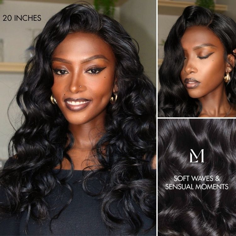 Jet Black Loose Body Wave Glueless 5x5 Closure Lace Wig 100% Human Hair-22