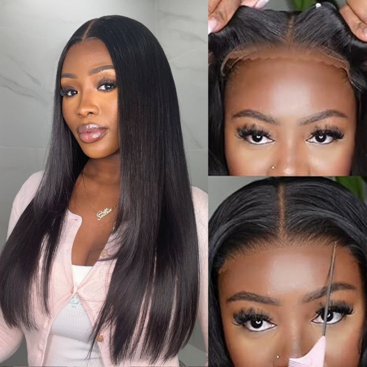 Effortless Straight 4x4 Closure Lace Glueless Mid Part Long Wig 100% Human Hair -US Only-01