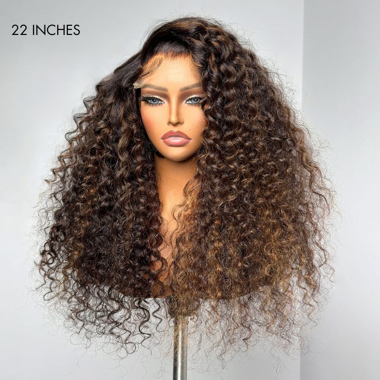 Real Max™ - Chestnut Brown Highlights Funmi 7x6 Closure HD Lace Long Curly Wig Breathable Cap-04