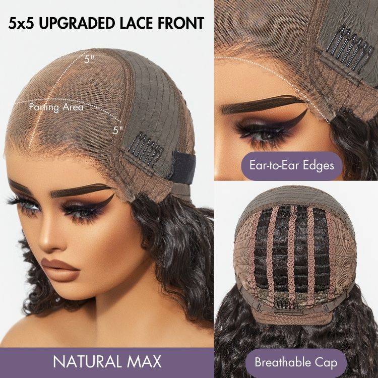 PreMax Wigs | Ear to Ear Super Natural Hairline Deep Wave Glueless 5x5 Upgraded Lace Front Long Curly Wig Pre-Cut Lace-16