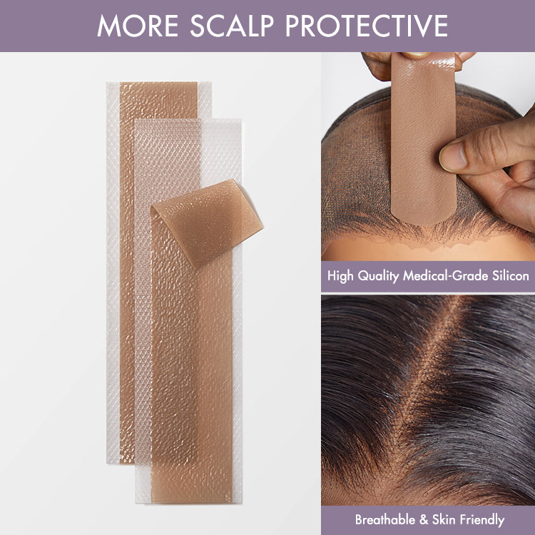 Luvme Hair 8pcs fake scalp tape for wigs, invisible knots and grids eraser, used for secure wig application and styling.