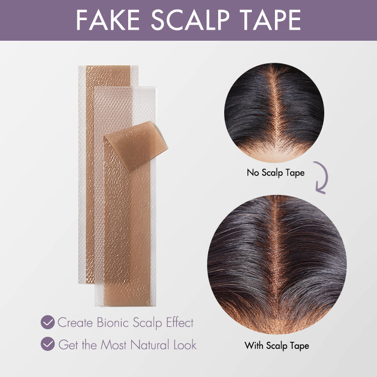 Luvme Hair 8pcs fake scalp tape for wigs, with invisible knots and grids eraser, used for wig installation and secure hold.