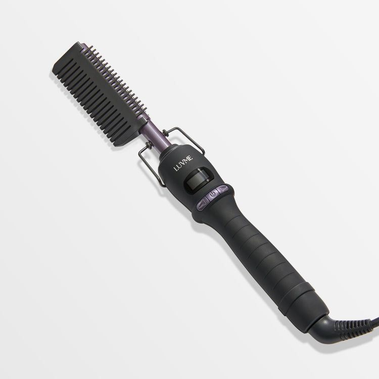 Luvme Hair electric hot comb with US plug, fast 30-second heating, adjustable temperature, for wigs and natural hair styling.