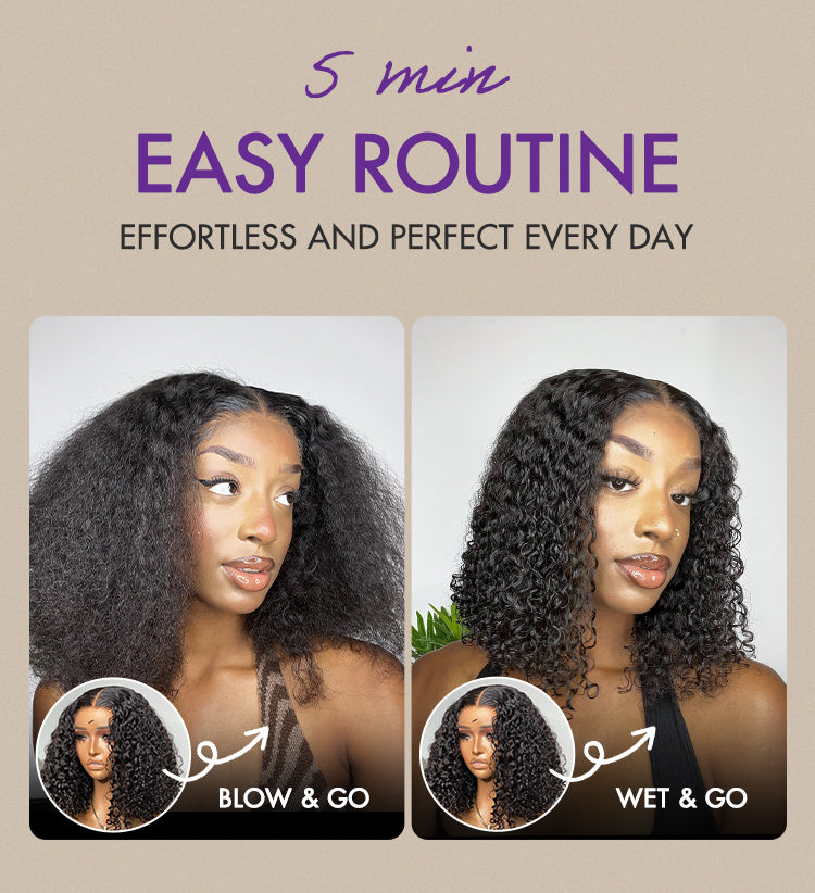 Crownease™ Go Natural Ease | Soft Kinky Curly Glueless 5x5 Closure HD Lace Wig Ready to Go-14