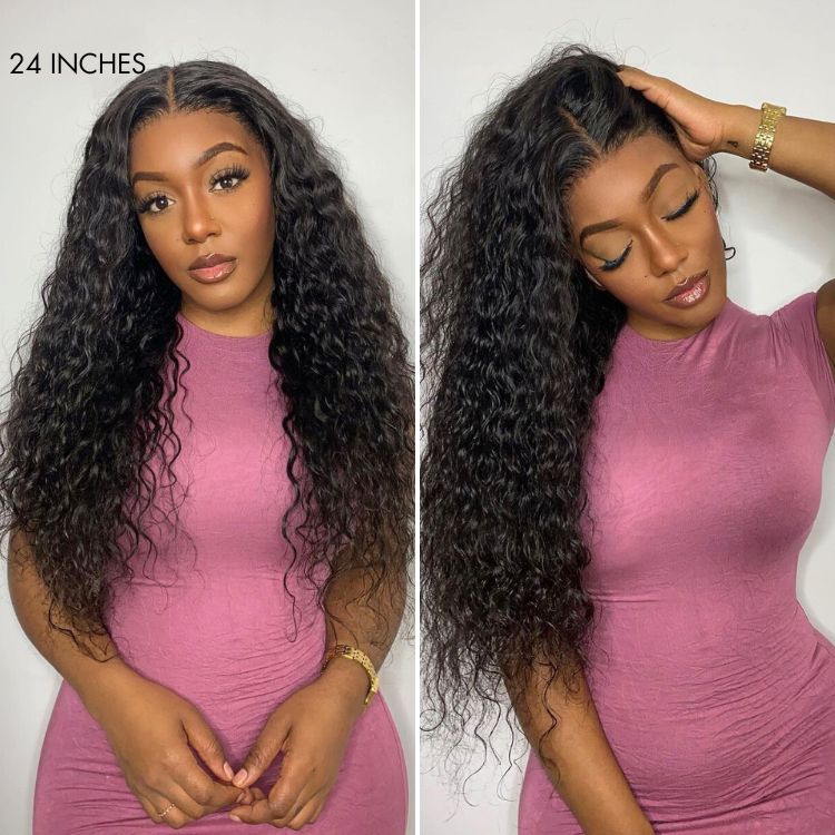 Luvme Hair water wave 360 lace wig with drawstring cap, human hair, pre-bleached, pre-plucked, and pre-cut lace for natural look