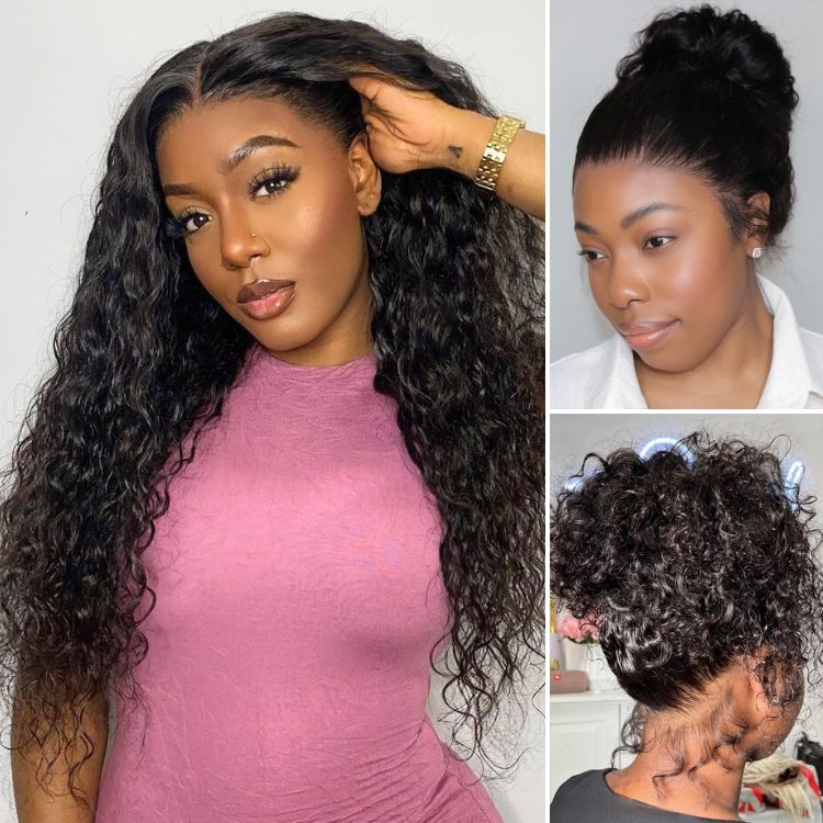 Water Wave 360 Lace Flexi-Fit Invisi Drawstring Cap Long Wig 100% Human Hair Pre-bleached & Pre-plucked & Pre-Cut Lace-06