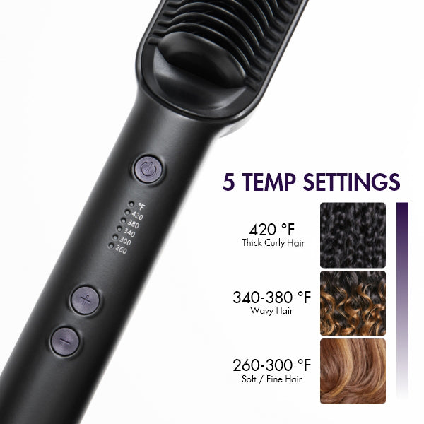 Luvme Hair ceramic heating comb with US plug, 20s fast heat, adjustable temp, anti-scald design for professional salon at home.