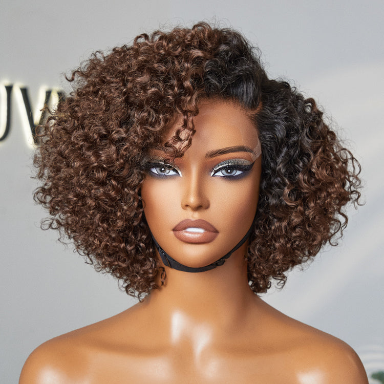 Newbie Only | Ombre Brown Fluffy Kinky Curl Glueless Minimalist HD Lace Wig Ready To Go