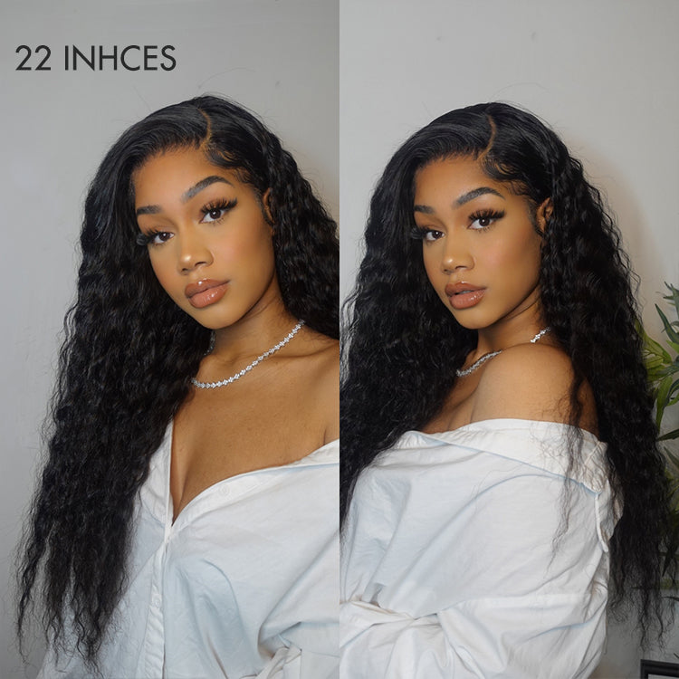 Luvme Hair Super Bohemian Curly 5x5 closure wig with HD lace, glueless design and left C part, ready-to-wear hairstyle.