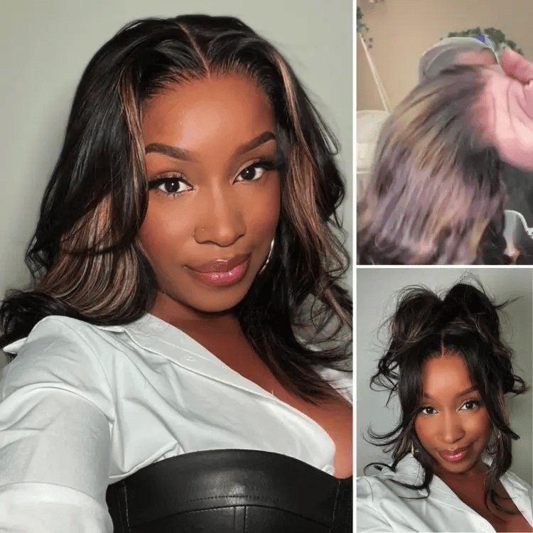 PreMax Blonde Mix Black Loose Wave Glueless 5x5 HD Lace Closure Wig Large & Small Cap-19