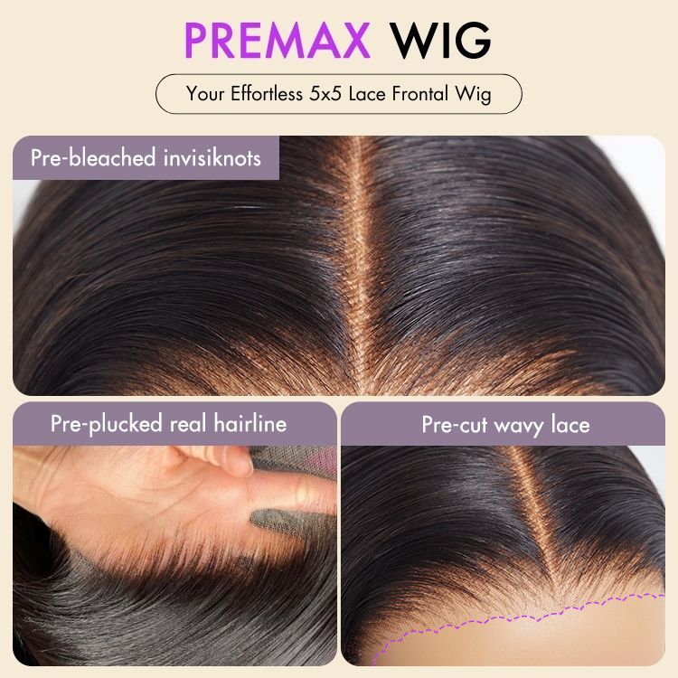 PreMax Wigs | Ear to Ear Super Natural Hairline Deep Wave Glueless 5x5 Upgraded Lace Front Wig Pre-plucked