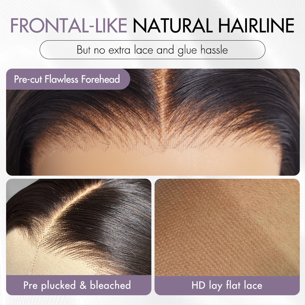Luvme Hair loose body wave glueless wig with 7x6 HD lace closure, pre-plucked and bleached, breathable cap, and natural parting.