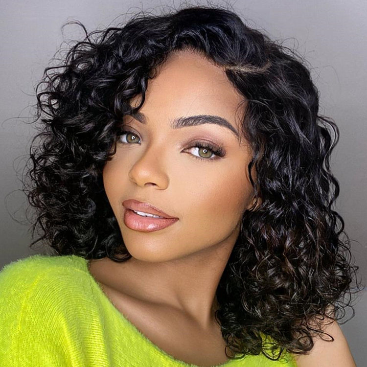 Water Wave C Parted Glueless Undetectable Minimalist Lace Wig with Bangs