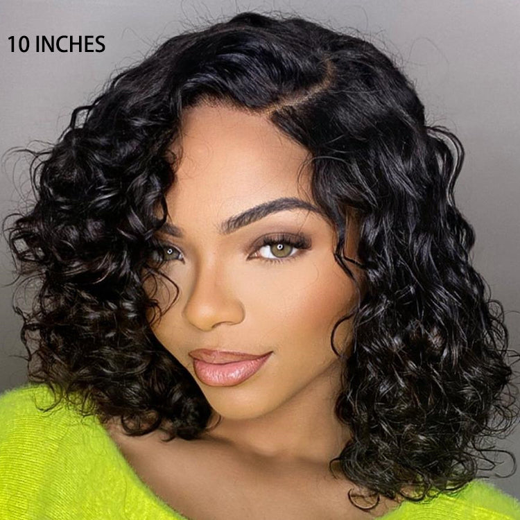 Water Wave C Parted Glueless Undetectable Minimalist Lace Wig with Bangs