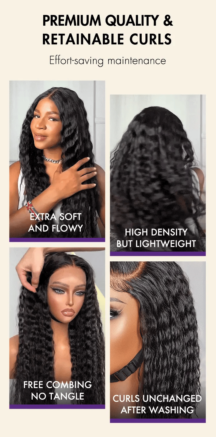 Boho-Chic | Flowy Bohemian 5x5 Closure Lace Glueless Mid Part Long Curly Wig 100% Human Hair - US Only-15