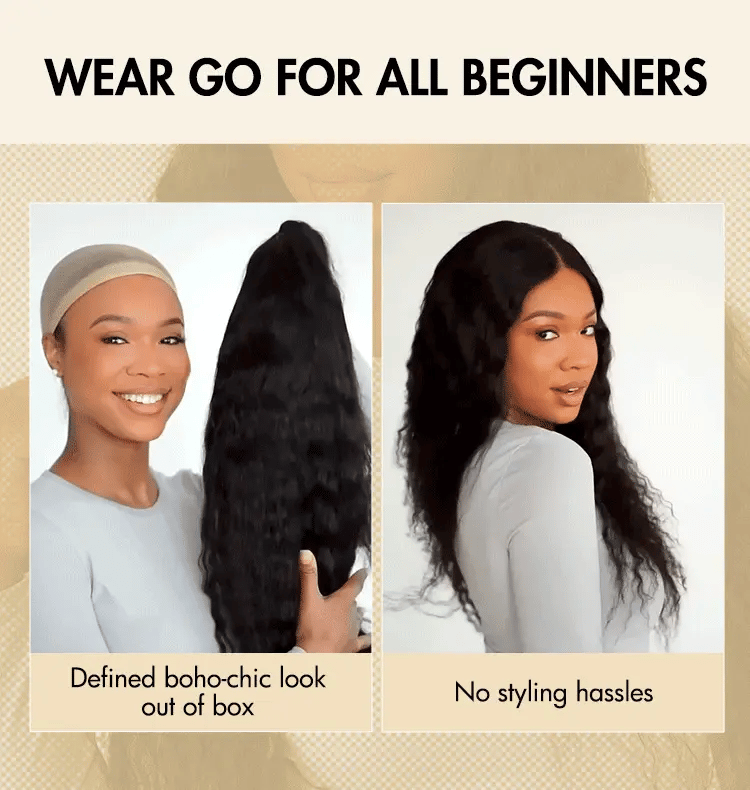 Boho-Chic | Flowy Bohemian 5x5 Closure Lace Glueless Mid Part Long Curly Wig 100% Human Hair - US Only-16