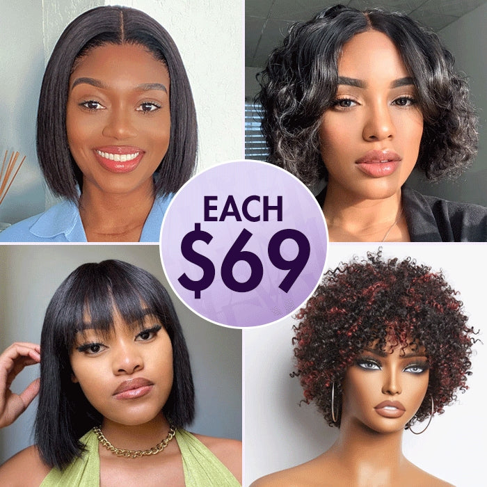 $69 Each | Final Deal | Short Wigs | 4 Styles Available | Only 50 Left  | No Code Needed