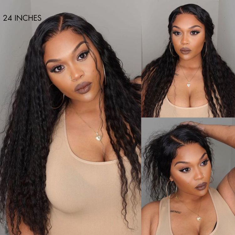 Boho-Chic | Flowy Bohemian 5x5 Closure Lace Glueless Mid Part Long Curly Wig 100% Human Hair - US Only-06