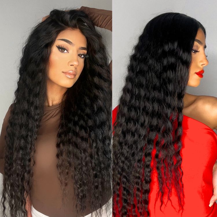 Boho-Chic | Flowy Bohemian 5x5 Closure Lace Glueless Mid Part Long Curly Wig 100% Human Hair - US Only-03
