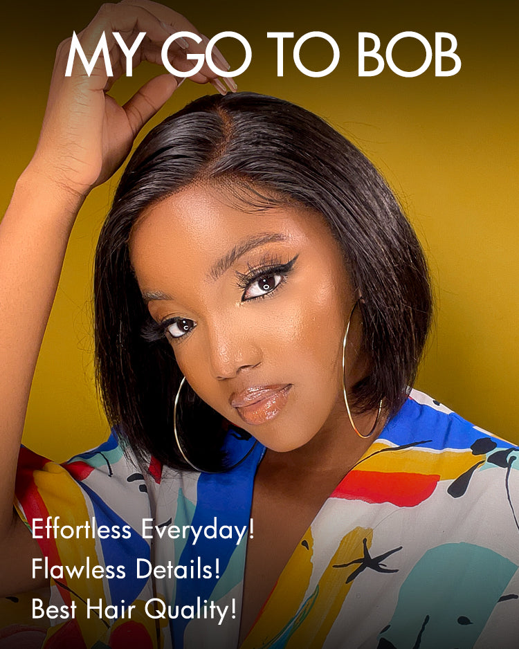 Ultra Natural Glueless Minimalist HD Lace C Part Bob Wig 100% Human Hair | Classic & Chic-11